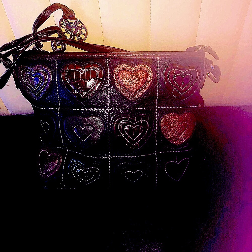 Brighton Black Handbag adorned with hearts